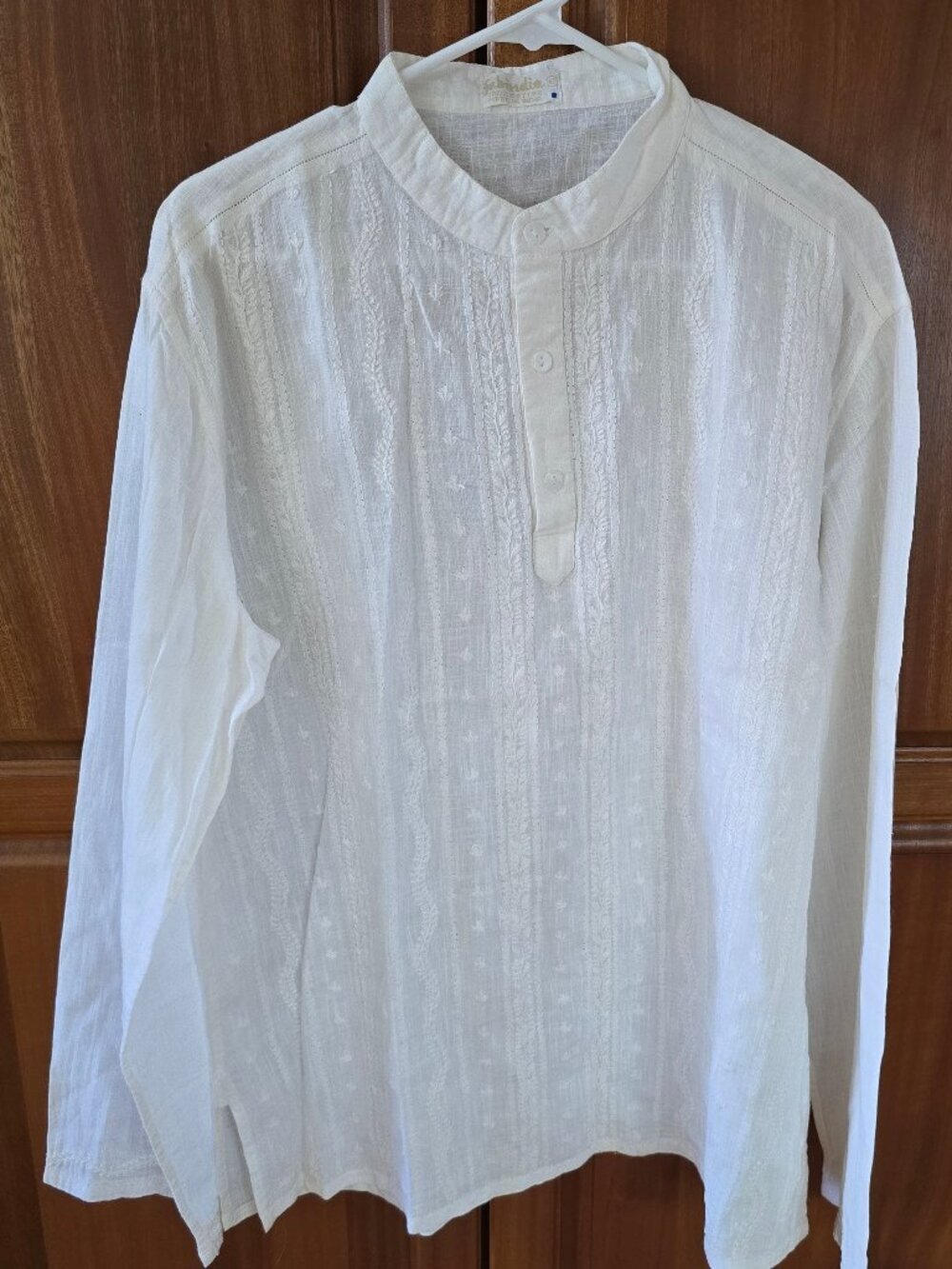 Fabindia white embroidered cotton short Kurta